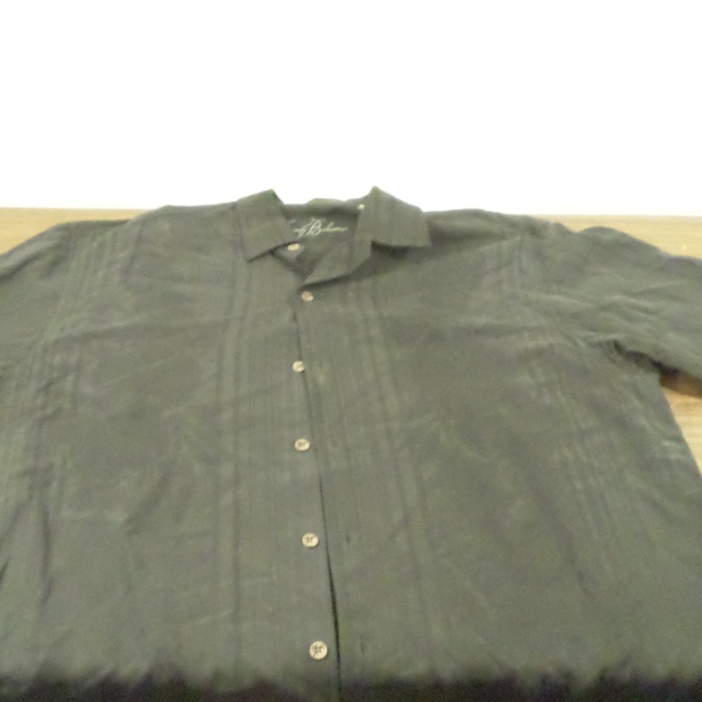 Vtg Tommy Bahama Black Silk Hawaiian Shirt XL